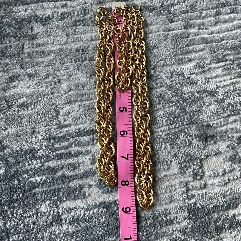 Beautiful 3 Pieces Bundle of‎ Sterling Silver Gold Chain Necklaces and Bracelets